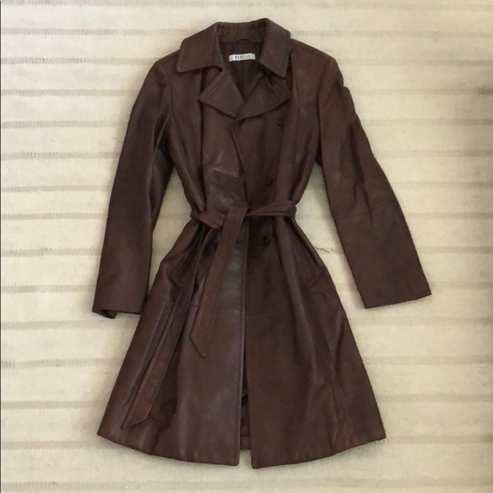 Marella 100% lamb leather trench coat size 4